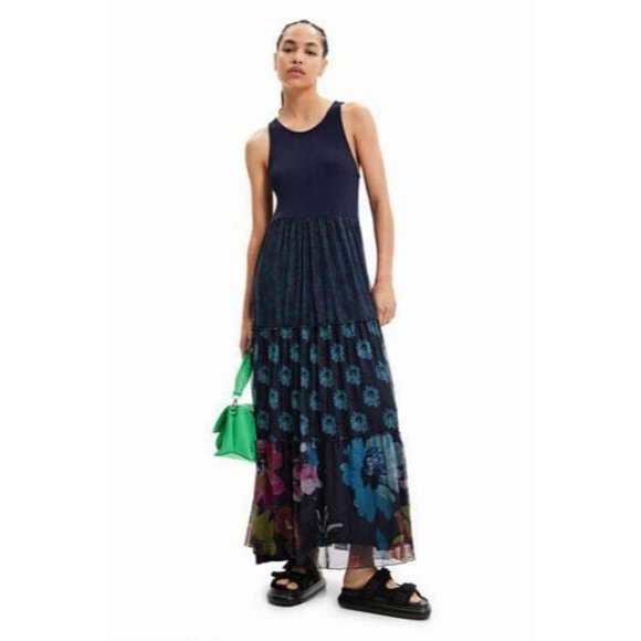 Desigual Navy Floral Maxi Dress - Picture 1 of 9